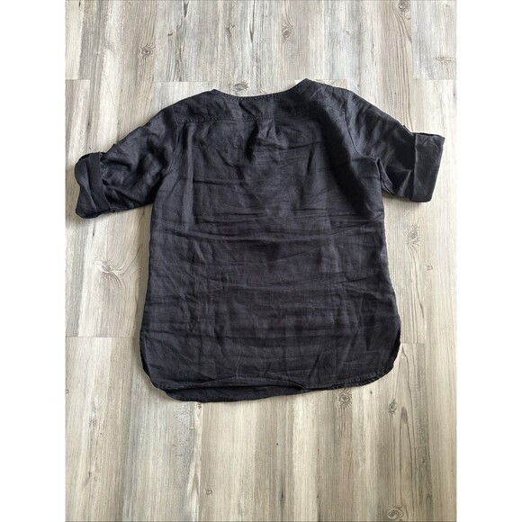 Ellen Tracy 100% Linen Black Dress Top Tunic W 3/4 Sleeves Size Small - Picture 8 of 8